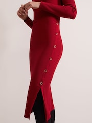 Phase Eight Red Willow Popper Column Midi Dress - Image 5 of 6