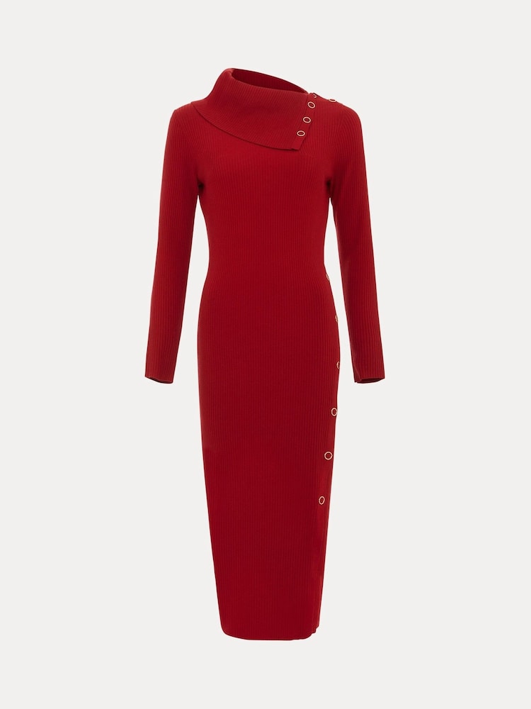 Phase Eight Red Willow Popper Column Midi Dress - Image 6 of 6