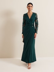 Phase Eight Green Ilona Sequin Maxi Dress - Image 1 of 7