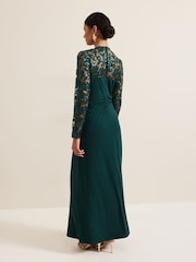 Phase Eight Green Ilona Sequin Maxi Dress - Image 2 of 7