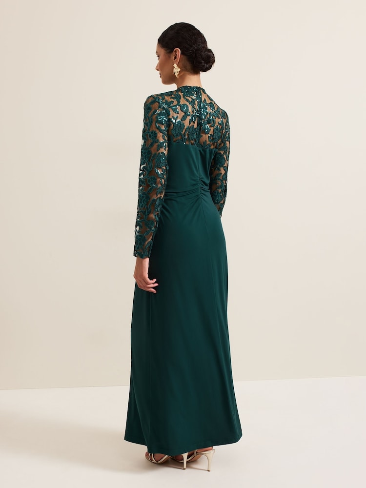 Phase Eight Green Ilona Sequin Maxi Dress - Image 2 of 7