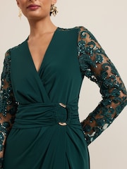 Phase Eight Green Ilona Sequin Maxi Dress - Image 4 of 7