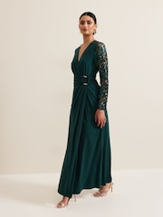 Phase Eight Green Ilona Sequin Maxi Dress - Image 6 of 7