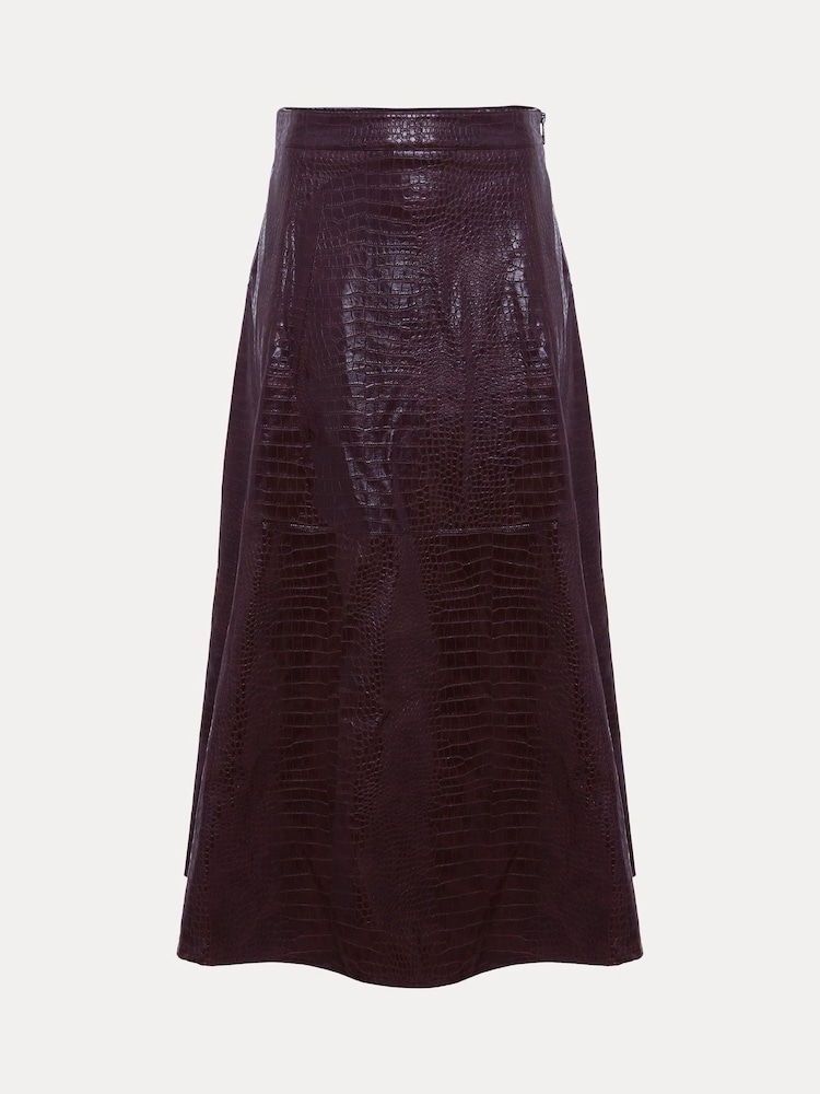 Phase Eight Red Carla Croc PU Midi Skirt - Image 10 of 10