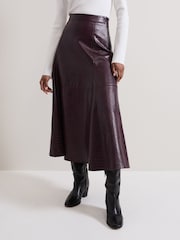 Phase Eight Red Carla Croc PU Midi Skirt - Image 6 of 10