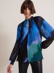 Phase Eight Black Eleanor Abstract Pleat Blouse - Image 1 of 7