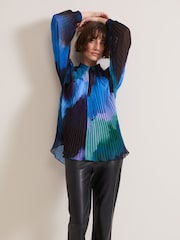Phase Eight Black Eleanor Abstract Pleat Blouse - Image 6 of 7