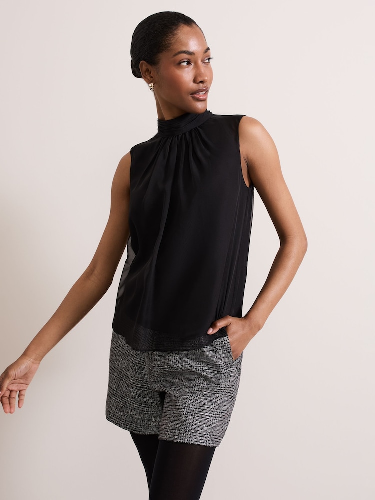 Phase Eight Black Nella High Neck Top - Image 1 of 7