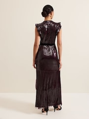 Phase Eight Red Chanai Sequin Wrap Maxi Dress - Image 2 of 7