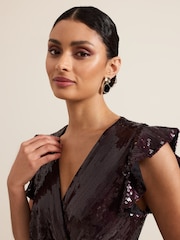 Phase Eight Red Chanai Sequin Wrap Maxi Dress - Image 4 of 7