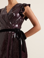 Phase Eight Red Chanai Sequin Wrap Maxi Dress - Image 6 of 7