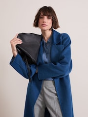 Phase Eight Black Leather Drawstring Soft Pouch Bag - Image 5 of 7