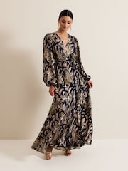 Phase Eight Black Ellio Silk Shimmer Maxi Dress - Image 1 of 7