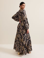 Phase Eight Black Ellio Silk Shimmer Maxi Dress - Image 2 of 7