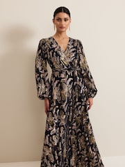 Phase Eight Black Ellio Silk Shimmer Maxi Dress - Image 3 of 7