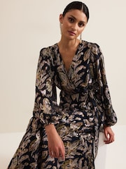 Phase Eight Black Ellio Silk Shimmer Maxi Dress - Image 6 of 7