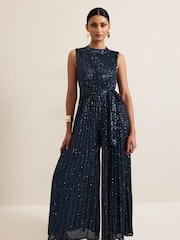 Phase Eight Blue Simara Sequin Jumpsuit - Image 3 of 7