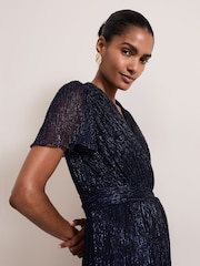 Phase Eight Blue Stella Plisse Jumpsuit - Image 4 of 7