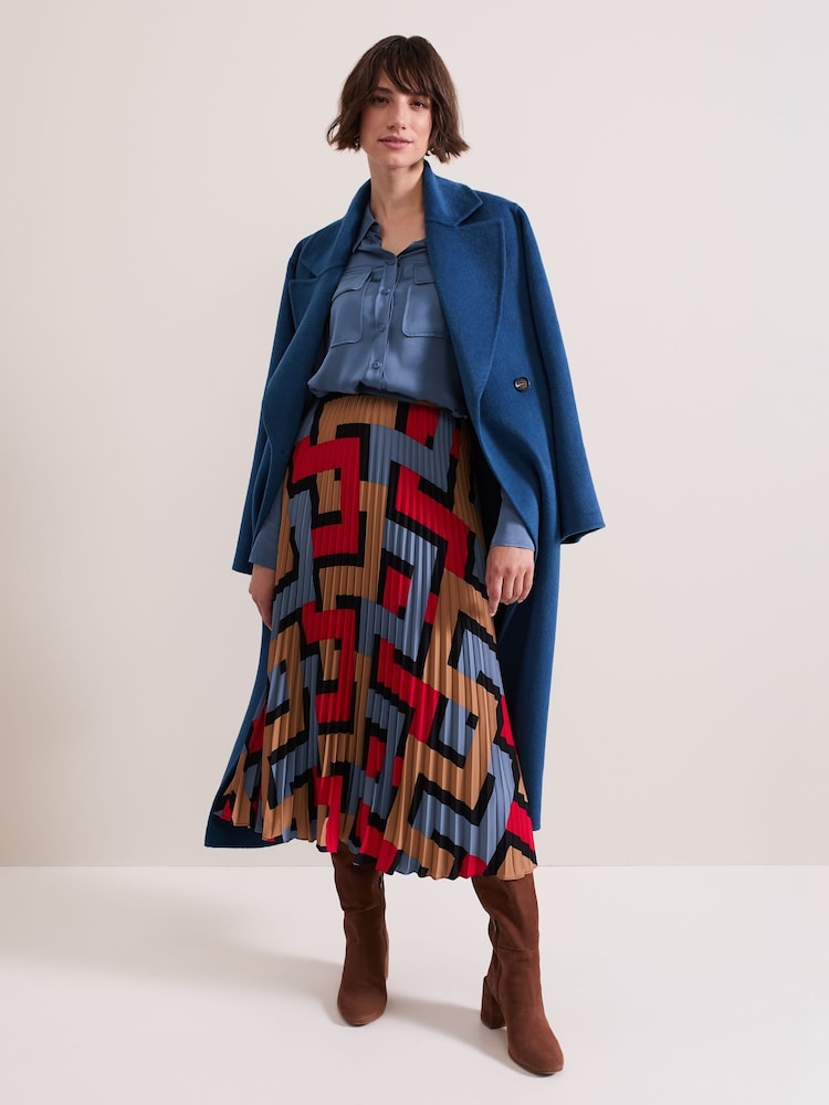 Phase Eight Black Elmina Geo Pleated Midi Skirt - Image 1 of 7 Phase Eight Black Elmina Geo Pleated Midi Skirt - Image 1 of 7