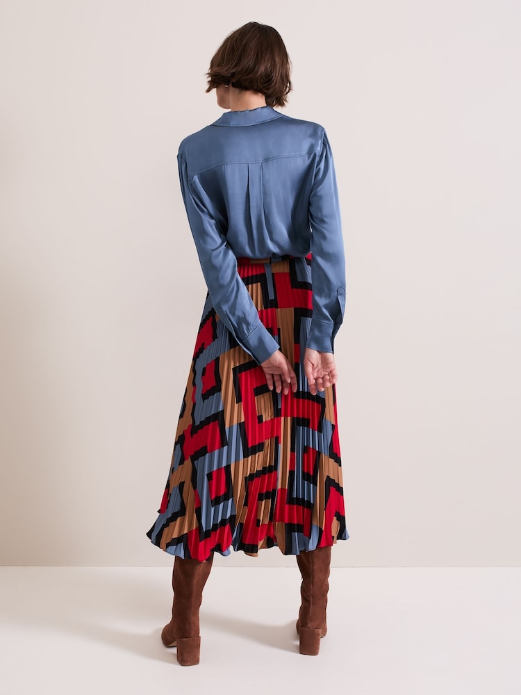 Phase Eight Black Elmina Geo Pleated Midi Skirt - Image 2 of 7 Phase Eight Black Elmina Geo Pleated Midi Skirt - Image 2 of 7