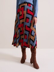Phase Eight Black Elmina Geo Pleated Midi Skirt - Image 3 of 7