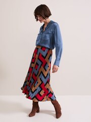 Phase Eight Black Elmina Geo Pleated Midi Skirt - Image 5 of 7
