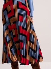 Phase Eight Black Elmina Geo Pleated Midi Skirt - Image 6 of 7