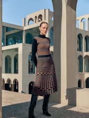 Phase Eight Brown Bethan Geo Jaquard Midi Dress - Image 1 of 10
