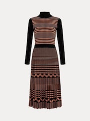 Phase Eight Brown Bethan Geo Jaquard Midi Dress - Image 10 of 10