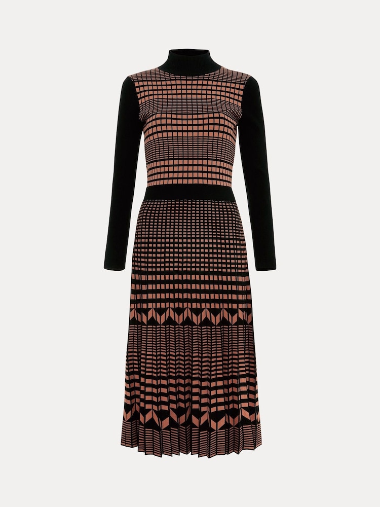 Phase Eight Brown Bethan Geo Jaquard Midi Dress - Image 10 of 10