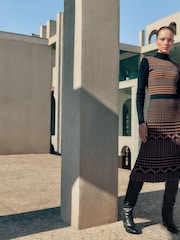 Phase Eight Brown Bethan Geo Jaquard Midi Dress - Image 2 of 10