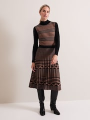Phase Eight Brown Bethan Geo Jaquard Midi Dress - Image 4 of 10