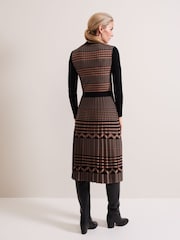 Phase Eight Brown Bethan Geo Jaquard Midi Dress - Image 5 of 10