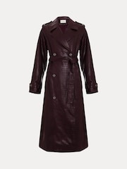 Phase Eight Red Carla Croc Effect PU Trench Coat - Image 7 of 7
