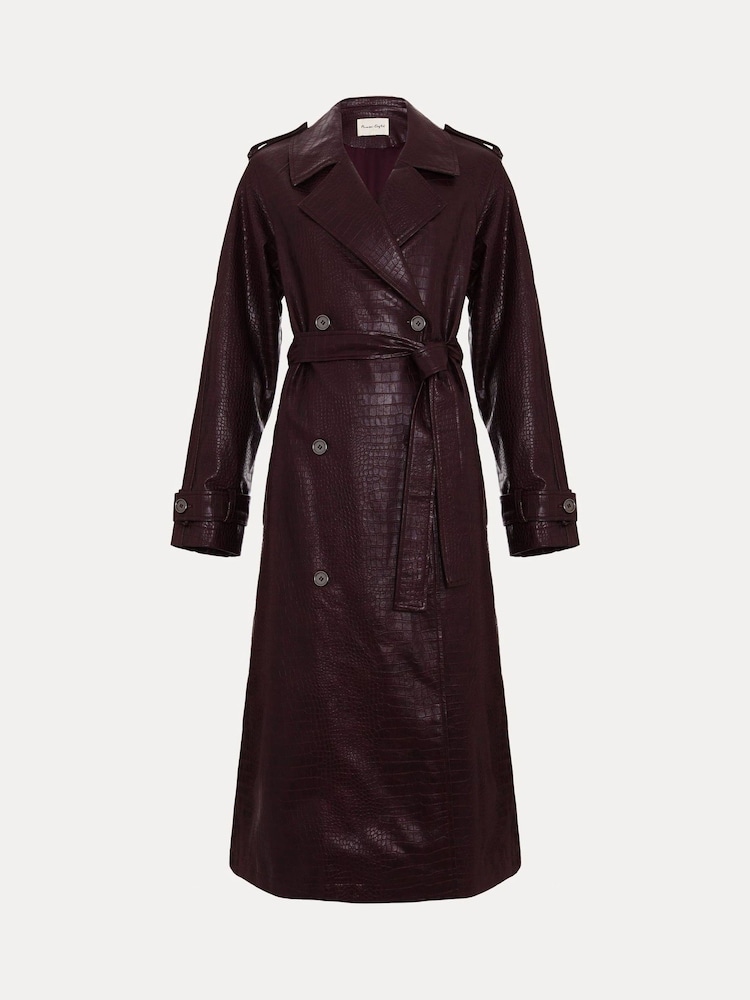 Phase Eight Red Carla Croc Effect PU Trench Coat - Image 7 of 7