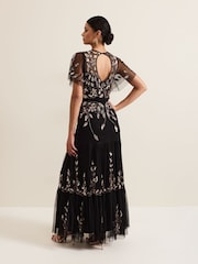 Phase Eight Black Hilary Embellished Midi Dress - Image 2 of 7