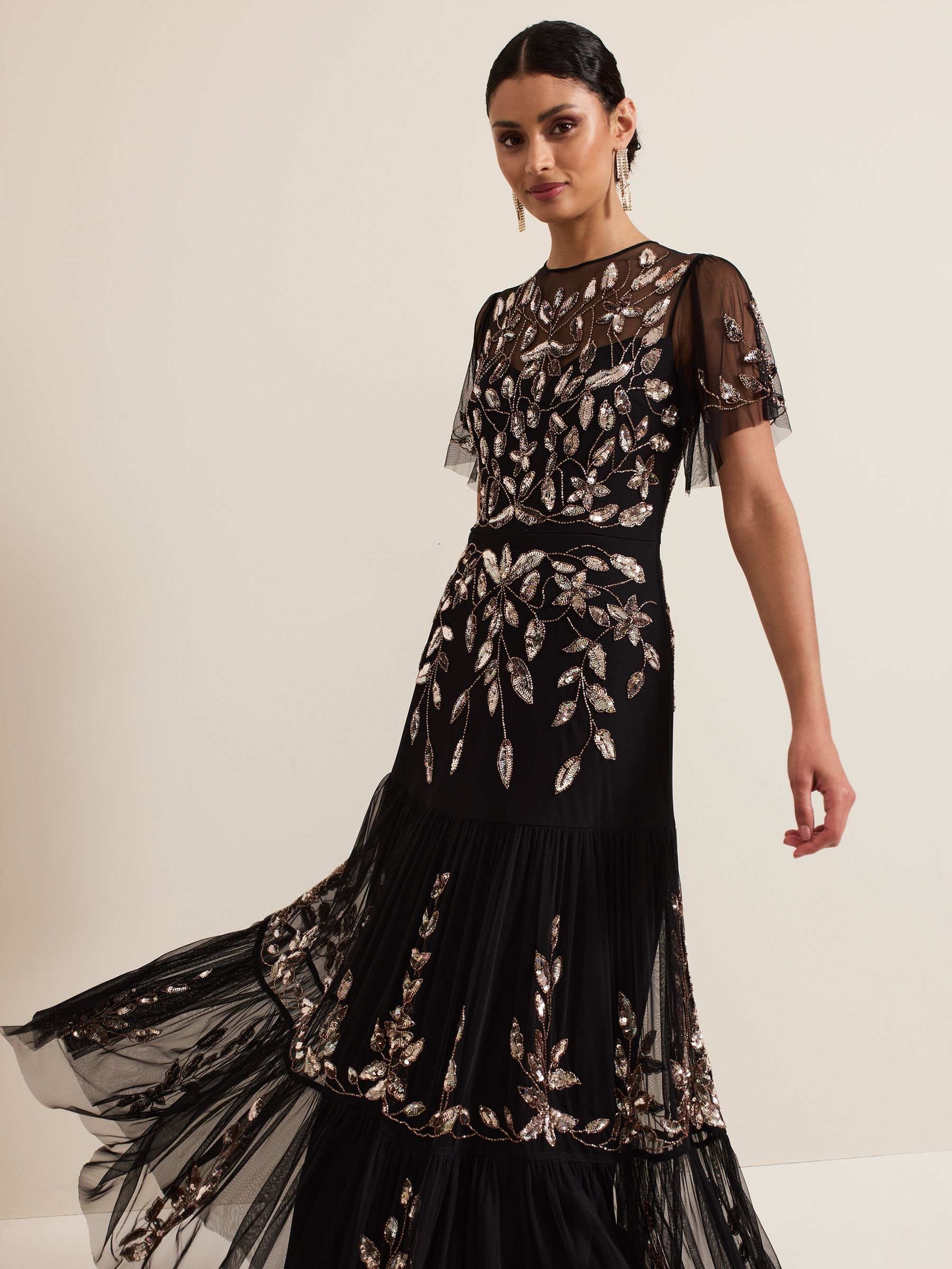 Buy Phase Eight Black Hilary Embellished Midi Dress from the