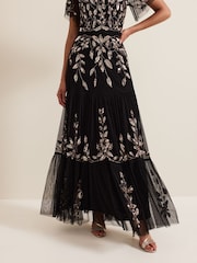 Phase Eight Black Hilary Embellished Midi Dress - Image 5 of 7