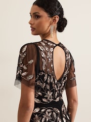 Phase Eight Black Hilary Embellished Midi Dress - Image 6 of 7