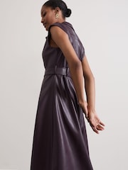 Phase Eight Burgundy Red Ellie Faux Leather Shirt Dress - Image 6 of 8