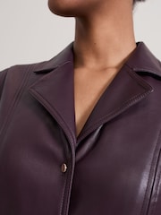 Phase Eight Burgundy Red Ellie Faux Leather Shirt Dress - Image 7 of 8