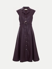 Phase Eight Burgundy Red Ellie Faux Leather Shirt Dress - Image 8 of 8