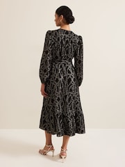 Phase Eight Black Jazminda Shimmer Wrap Midi Dress - Image 2 of 7