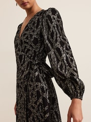 Phase Eight Black Jazminda Shimmer Wrap Midi Dress - Image 5 of 7