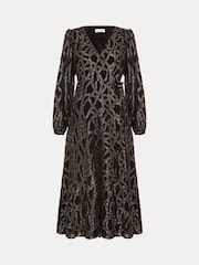 Phase Eight Black Jazminda Shimmer Wrap Midi Dress - Image 7 of 7