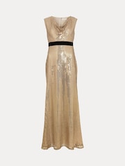 Phase Eight Metallic Jamae Gold Sequin Maxi Dress - Image 7 of 7