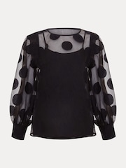 Phase Eight Black Siera Spot Jacquard Blouse - Image 7 of 7