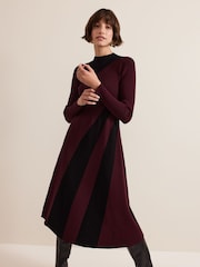 Phase Eight Red Julie Ribbed Fit And Flare Midi Dress - Image 1 of 7
