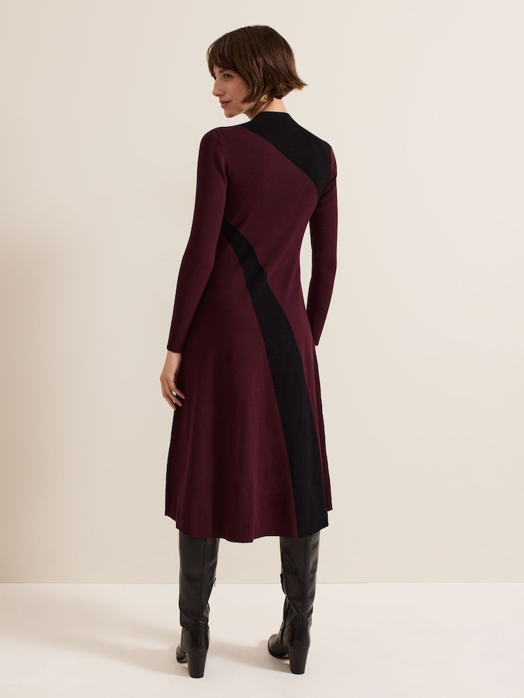 Phase Eight Red Julie Ribbed Fit And Flare Midi Dress - Image 2 of 7