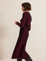 Phase Eight Red Julie Ribbed Fit And Flare Midi Dress - Image 4 of 7
